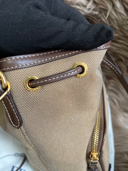 Preloved Prada  2021 Logo Jacquard Bucket Bag