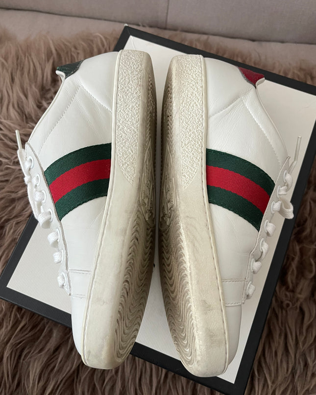 Preloved Authentic Ace Embroidered Low Top Sneakers in Leather SZ35