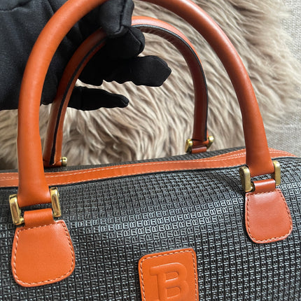 Preloved Authentic Bally Monogram Top Handle Tote Bag Black Cognac
