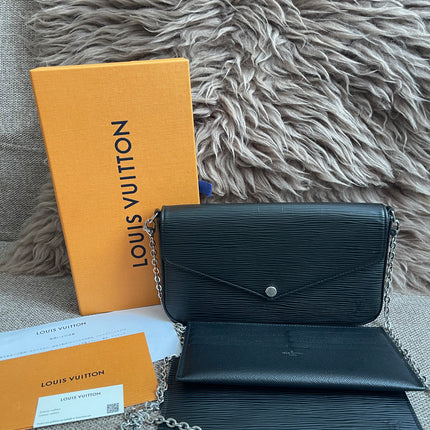 Preloved Authentic Louis Vuitton Félicie Pochette in Black Epi Leather