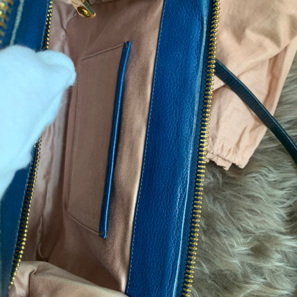 Miu Miu Two Tone Blue Madras Leather Doctor Satchel