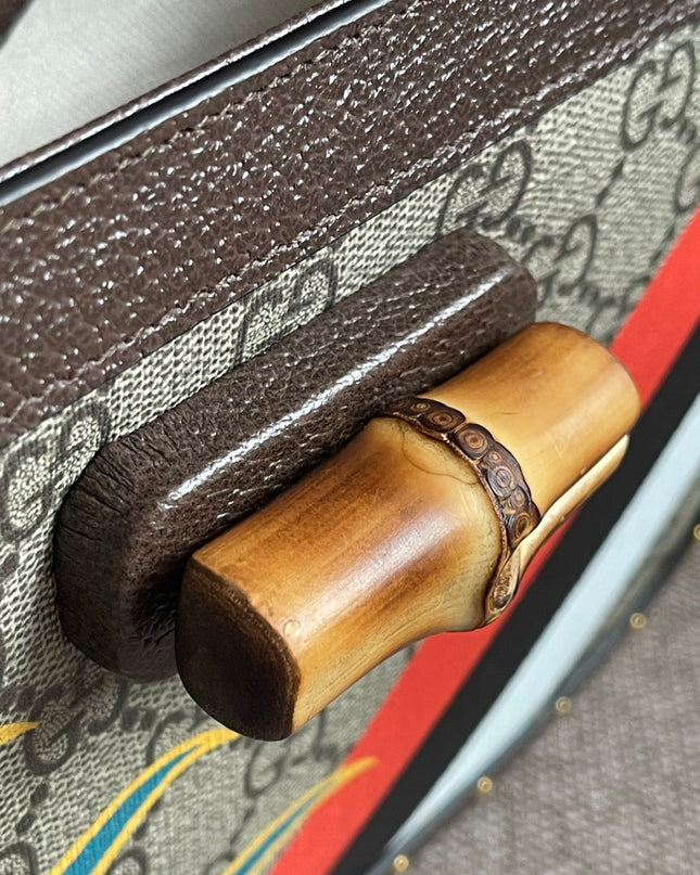 Preloved Authentic Gucci GG Supreme Canvas Leather and Python Medium Bamboo 1947 Top Handle Bag