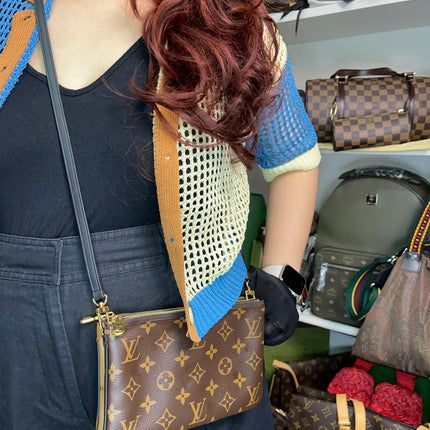 Preloved Louis Vuitton Monogram Giant Reverse Pochette Double Zip Crossbody Bag