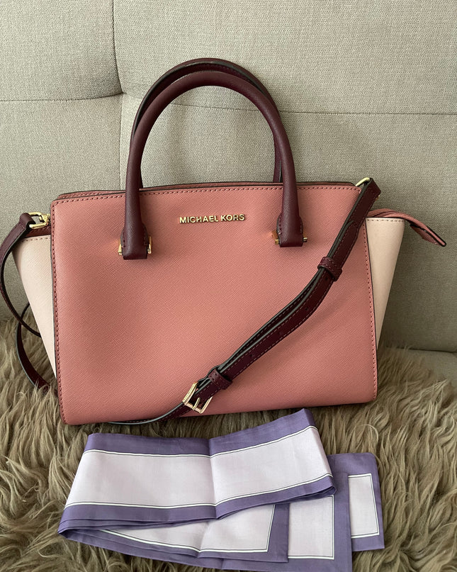 Preloved Authentic Michael Kors Selma Saffiano Leather Medium Satchel