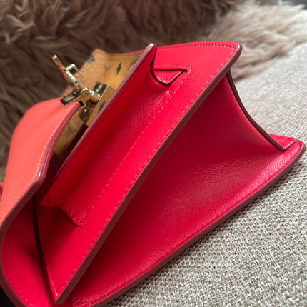 Preloved Authentic MCM Patricia Top Handle Bag – Fiesta Red with Cognac Visetos Panel