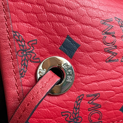 Preloved Authentic MCM Visetos Reversible Liz Shopper Tote – Ruby Red