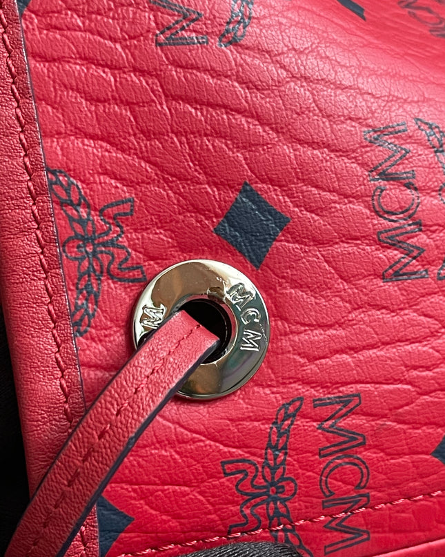 Preloved Authentic MCM Visetos Reversible Liz Shopper Tote – Ruby Red