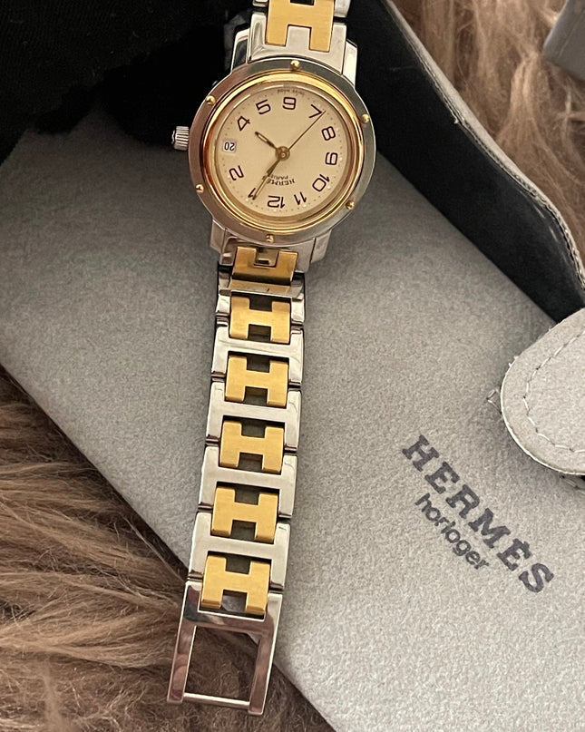 Preloved Authentic Hermès Clipper Watch (2-Tone)