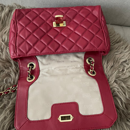 Preloved Authentic Michael Kors Red Vivianne Quilted Leather Shoulder Flap Bag