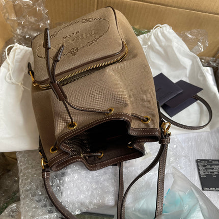 Preloved Prada  2021 Logo Jacquard Bucket Bag