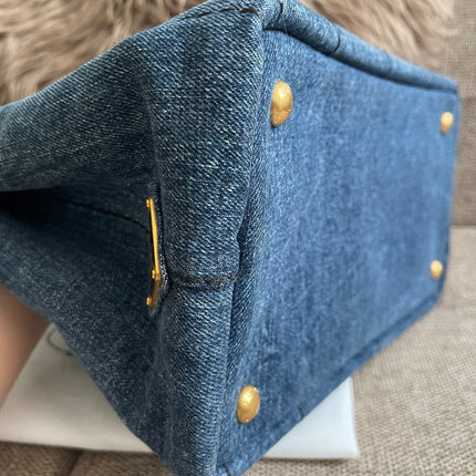 Preloved Authentic Prada Giardiniera Shopper Bag — Blue Denim