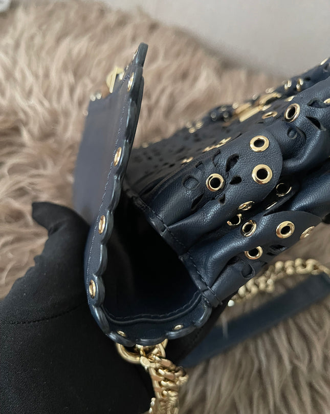 Preloved Authentic Michael Kors Black Leather Small Sloan Studded Chain Shoulder Bag