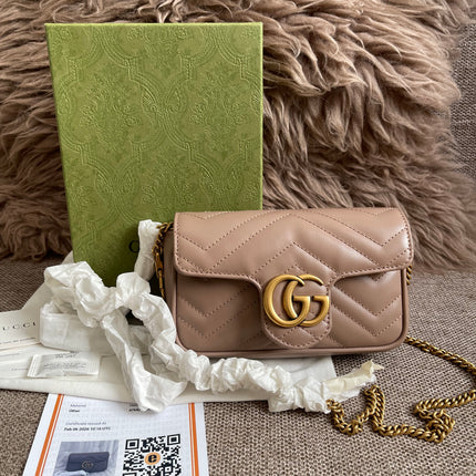 Preloved Authentic Gucci Mini GG Marmont Shoulder Bag in Matelassé Chevron Leather — Brand New