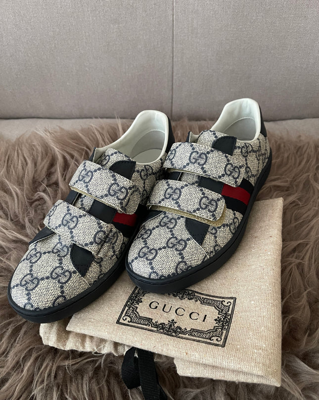 Preloved Authentic Gucci Kids Ace Sneakers (GG Supreme) sz 31