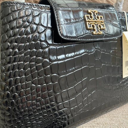 Preloved Authentic Tory Burch Britten Embossed Satchel in Black