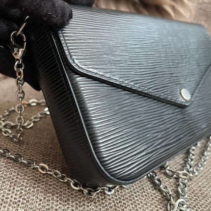 Preloved Authentic Louis Vuitton Félicie Pochette in Black Epi Leather