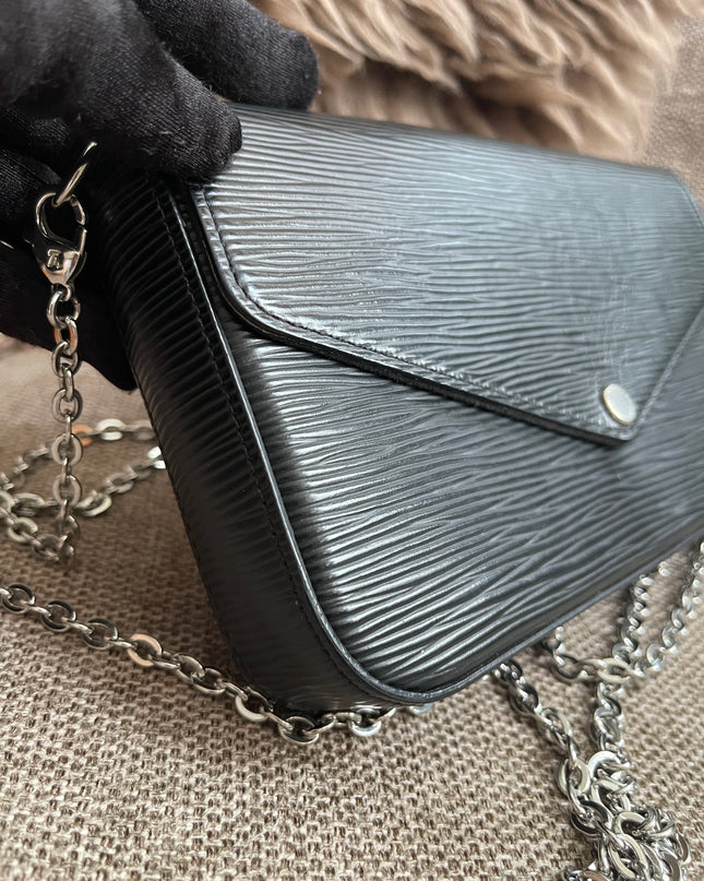 Preloved Authentic Louis Vuitton Félicie Pochette in Black Epi Leather
