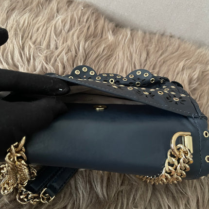 Preloved Authentic Michael Kors Black Leather Small Sloan Studded Chain Shoulder Bag