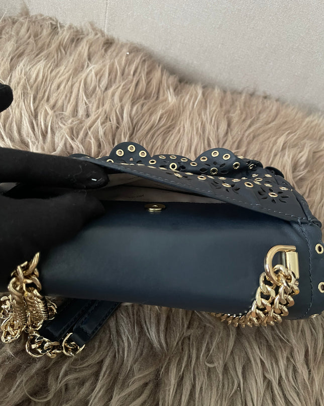 Preloved Authentic Michael Kors Black Leather Small Sloan Studded Chain Shoulder Bag