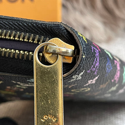 Preloved Authentic Louis Vuitton Zippy Wallet – Multicolor Monogram Black (Murakami) with Box