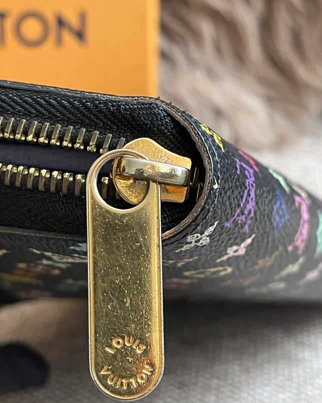 Preloved Authentic Louis Vuitton Zippy Wallet – Multicolor Monogram Black (Murakami) with Box