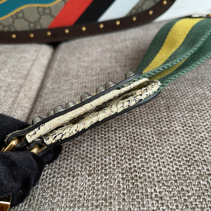 Preloved Authentic Gucci GG Supreme Canvas Leather and Python Medium Bamboo 1947 Top Handle Bag