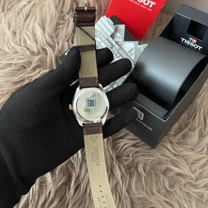 Preloved Authentic Tissot  T-Classic PR 100 White Dial Brown Leather Strap Watch for Men