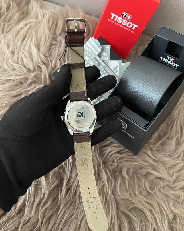 Preloved Authentic Tissot  T-Classic PR 100 White Dial Brown Leather Strap Watch for Men