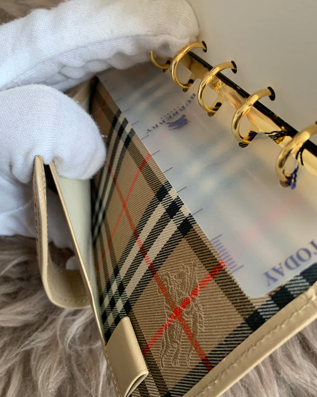 Burberry Brown Nova Check Leather Notebook Cover