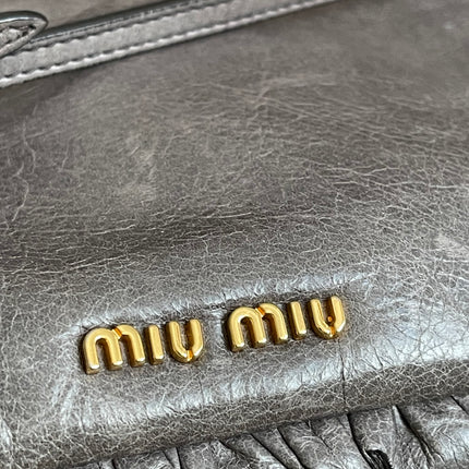 Preloved Autehntic Miu Miu Ruffle Crossbody Bag – Taupe