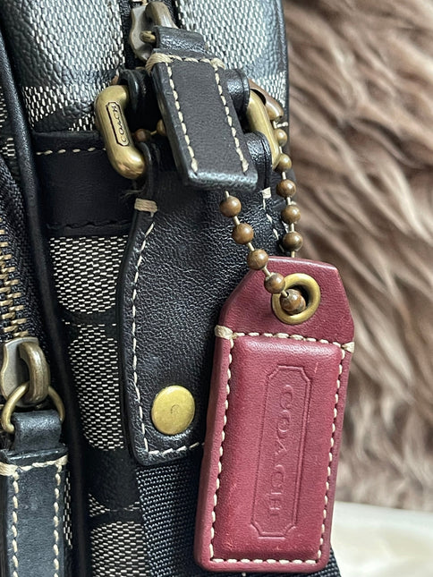Preloved Authentic Coach Signature Varsity Stripe Flight Crossbody Bag