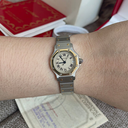 Preloved Authentic Cartier Santos Octagon — Two-Tone Steel & 18k Gold