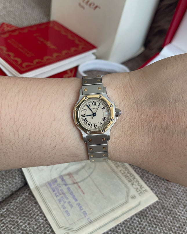 Preloved Authentic Cartier Santos Octagon — Two-Tone Steel & 18k Gold