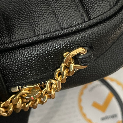 Preloved Authentic Saint Laurent Mini Lou Camera Bag in black quilted leather with gold-tone hardware