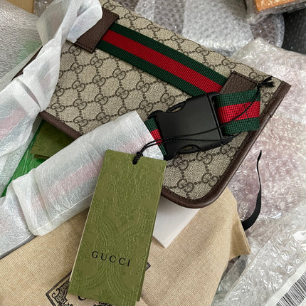 Preloved Gucci Brown GG Supreme Canvas and Leather Neo Vintage Web Belt Bag