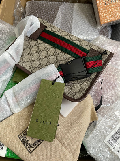 Preloved Gucci Brown GG Supreme Canvas and Leather Neo Vintage Web Belt Bag
