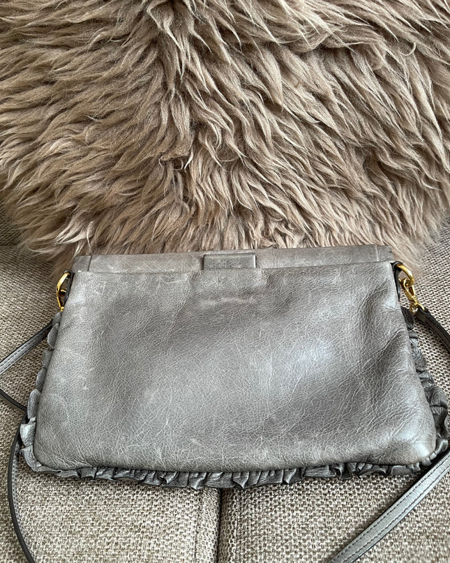 Preloved Autehntic Miu Miu Ruffle Crossbody Bag – Taupe