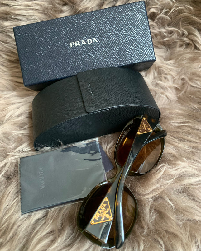 Prada Brown Oversized Oval Frame Sunglasses