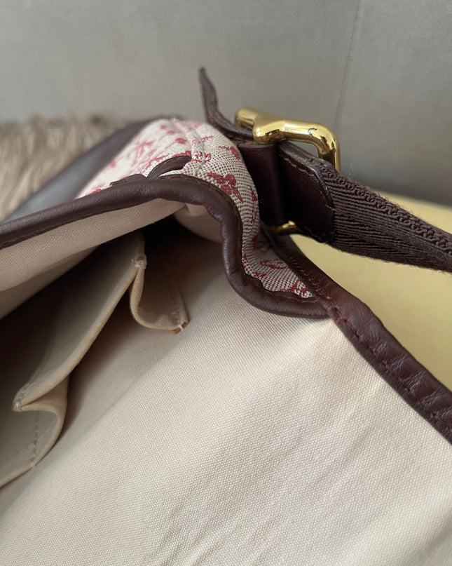 Preloved Authentic Louis Vuitton Monogram Mini Lin Marjorie shoulder bag in burgundy cloth with leather trim