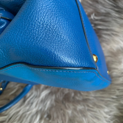 Miu Miu Two Tone Blue Madras Leather Doctor Satchel