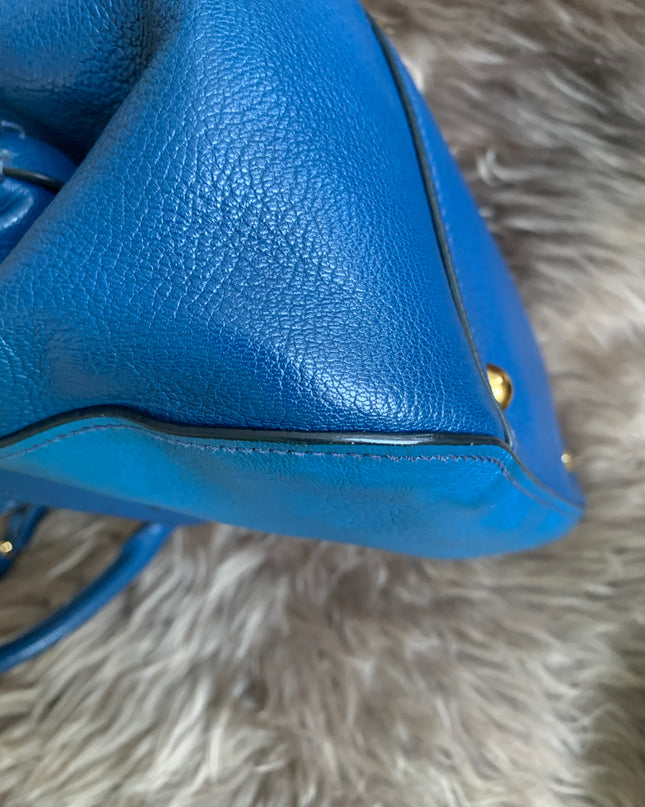 Miu Miu Two Tone Blue Madras Leather Doctor Satchel