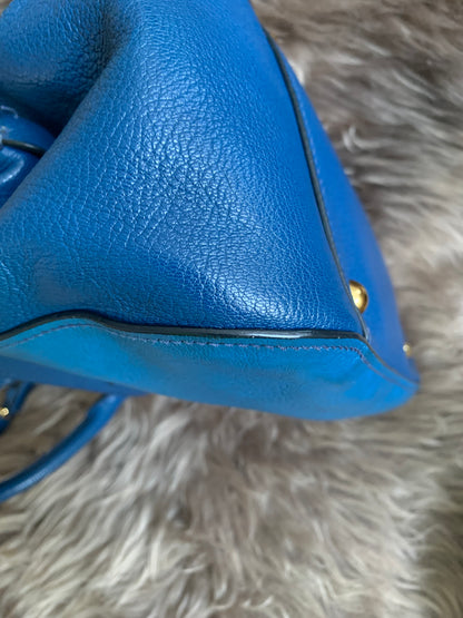 Miu Miu Two Tone Blue Madras Leather Doctor Satchel