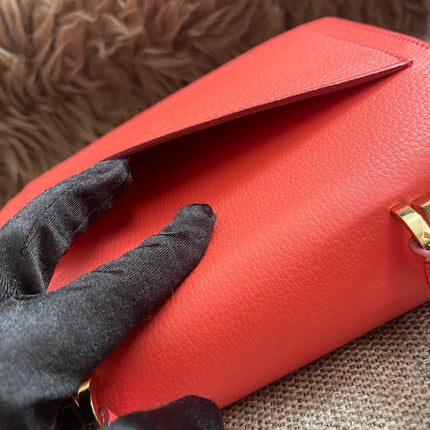 Preloved Authentic MCM Patricia Top Handle Bag – Fiesta Red with Cognac Visetos Panel