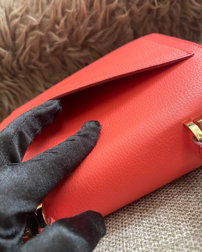 Preloved Authentic MCM Patricia Top Handle Bag – Fiesta Red with Cognac Visetos Panel