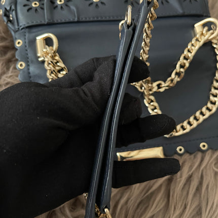 Preloved Authentic Michael Kors Black Leather Small Sloan Studded Chain Shoulder Bag