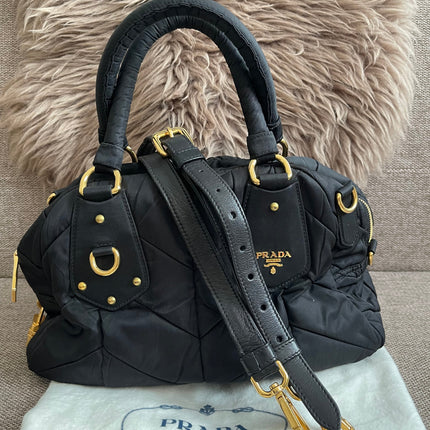 Preloved Authentic Prada Quilted Nylon Tessuto Bomber Bag – Black