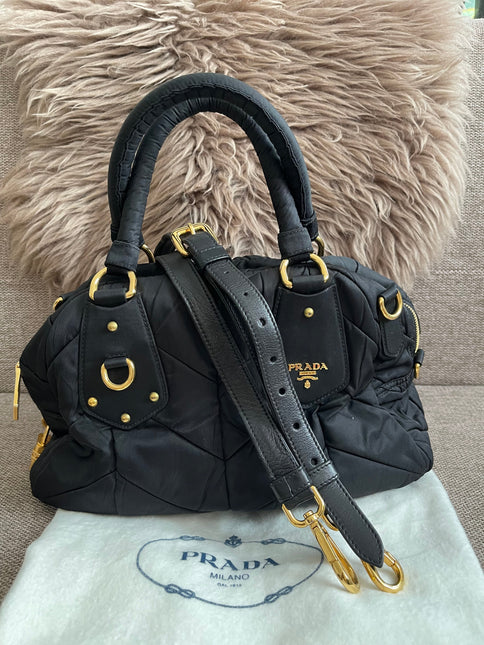 Preloved Authentic Prada Quilted Nylon Tessuto Bomber Bag – Black