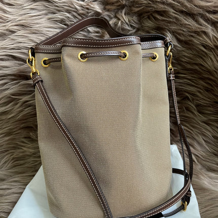 Preloved Prada  2021 Logo Jacquard Bucket Bag