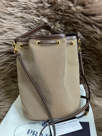 Preloved Prada  2021 Logo Jacquard Bucket Bag