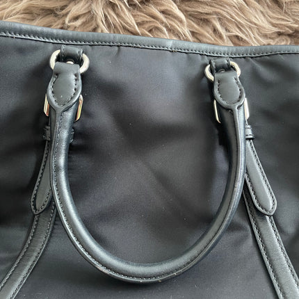 Preloved Authentic Prada Tessuto Nylon Tote Bag Black with Crossbody Strap